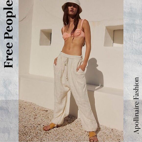 FREE PEOPLE STARLESS EMBROIDERED HAREM PANTS IN IVORY XS NEW - Picture 1 of 8